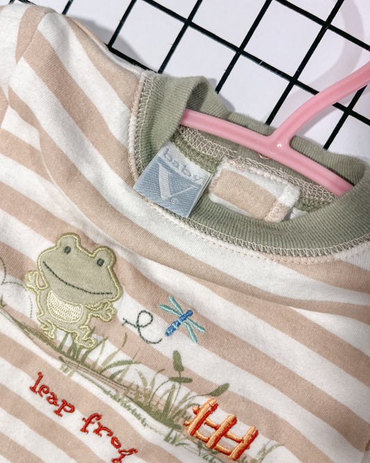 Vintage Striped Froggy T - approx size 3-6mos