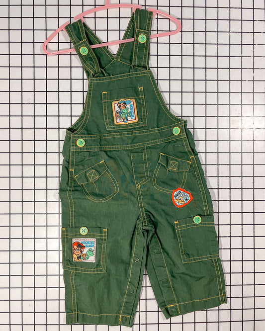 Vintage Green BUGS Overalls - approx size 2/3T