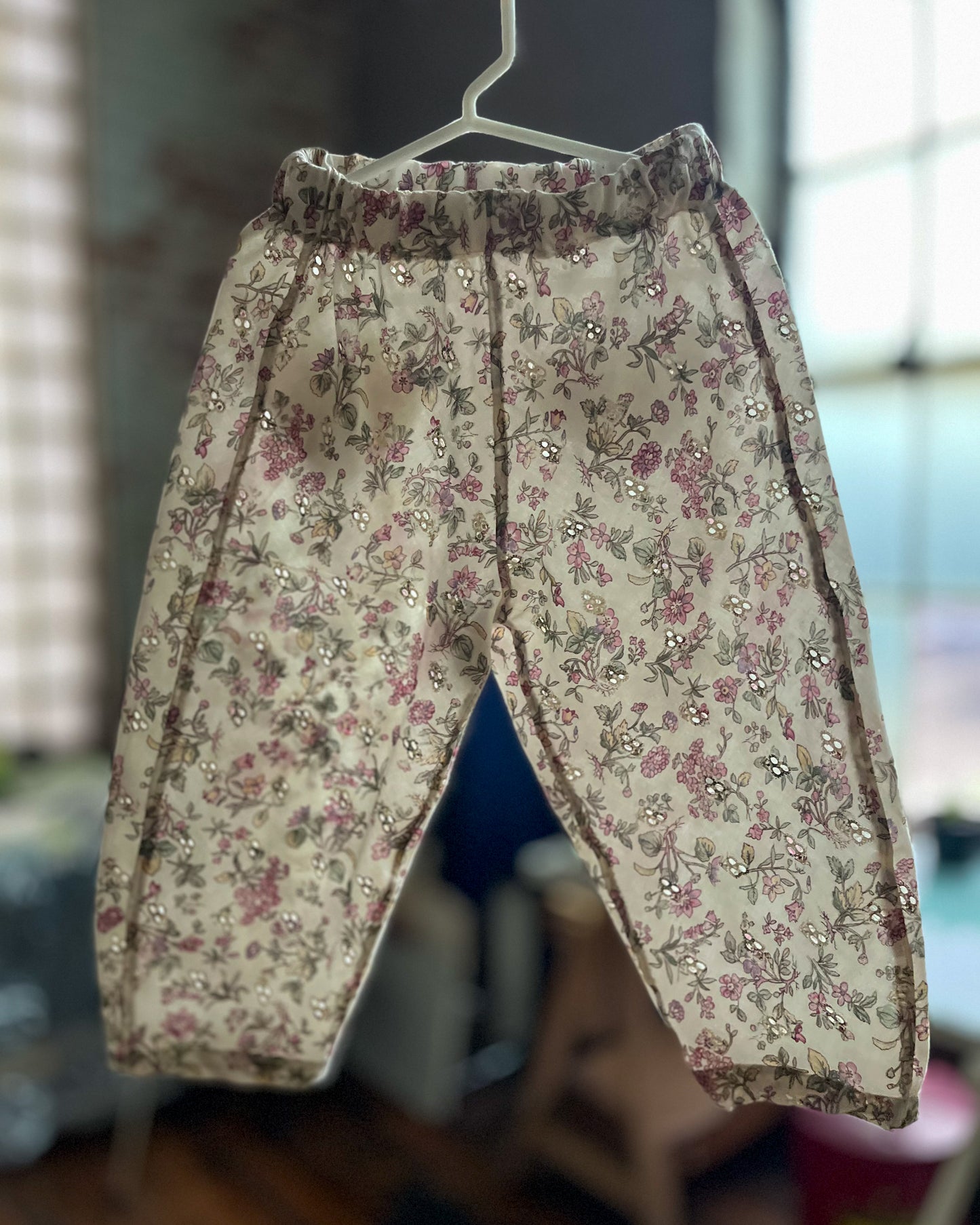 Ivory and Floral Eyelet Pant - size 3T