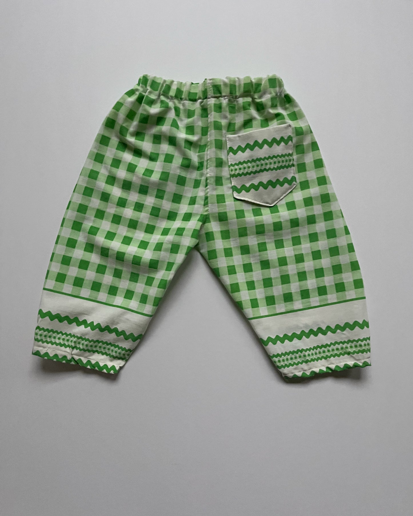 Green and White Gingham Pillowcase Pant - size 18-24m