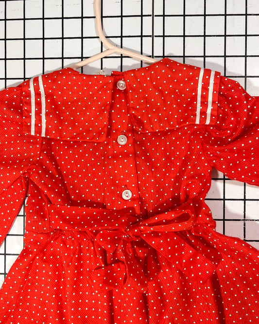 Vintage Red Polkadot Dress - approx size 18mos