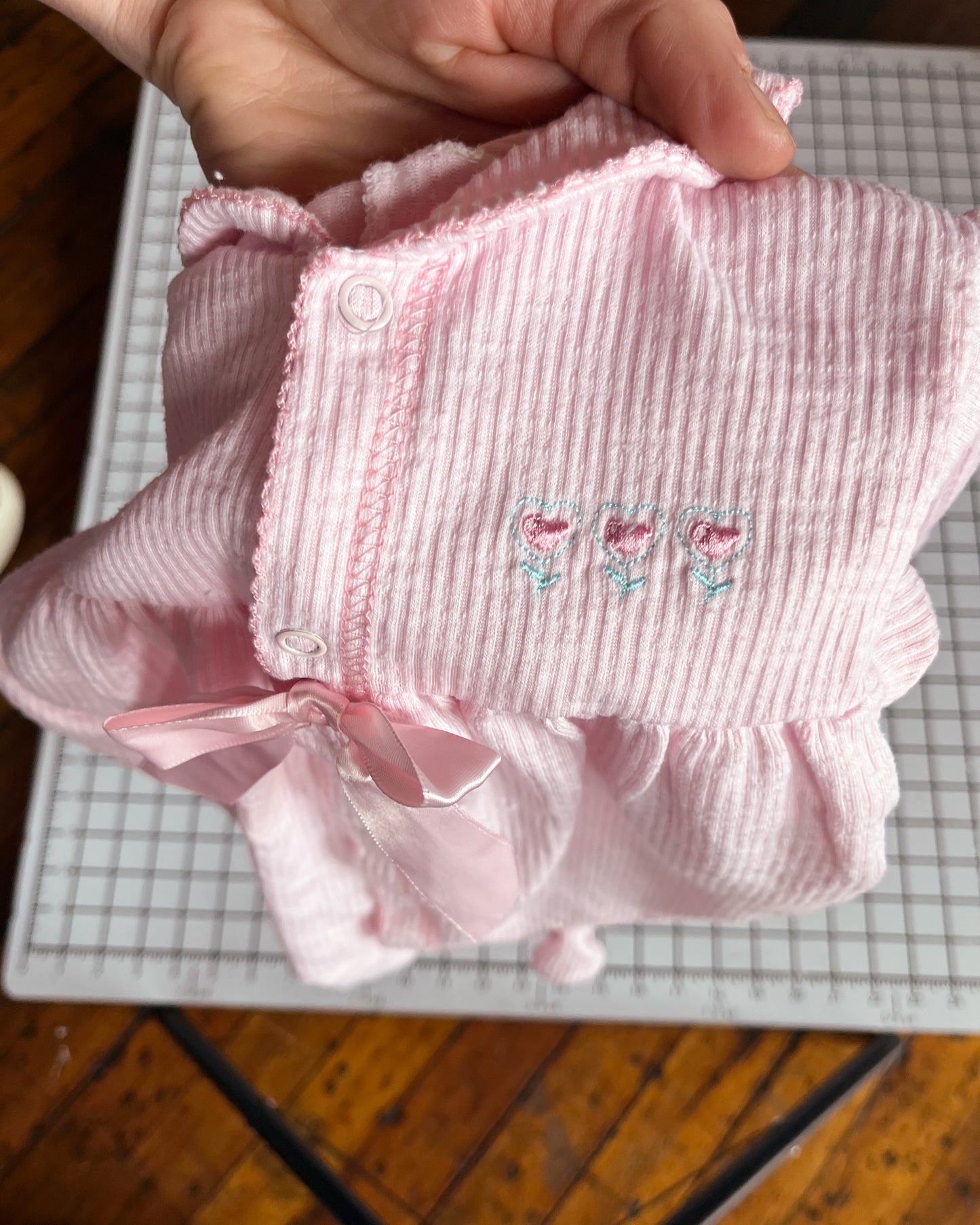 Pink Seersucker Footed Sleeper - approx size 3m