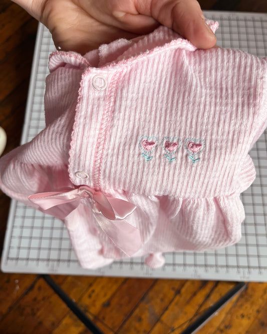 Pink Seersucker Footed Sleeper - approx size 3m