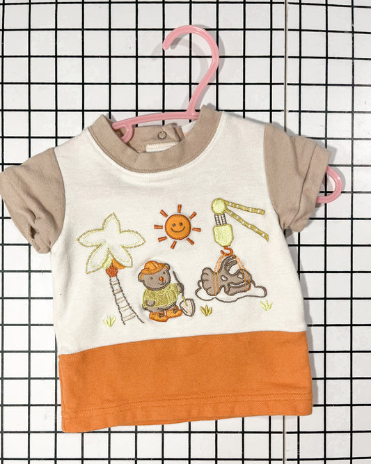 Vintage Embroidered Beach Bear T - approx size 3-6mos