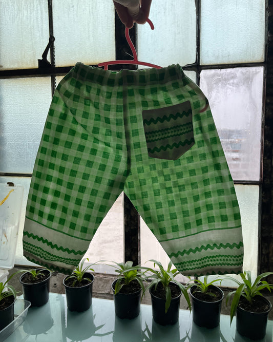 Green and White Gingham Pillowcase Pant - size 18-24m