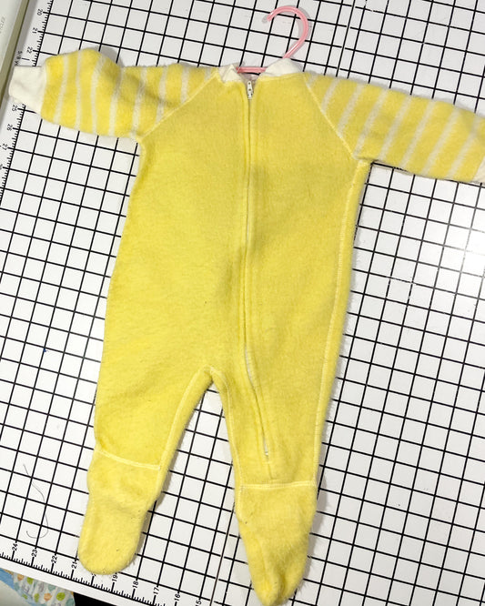 Vintage Yellow Full Zip Sleeper - approx size 6mos