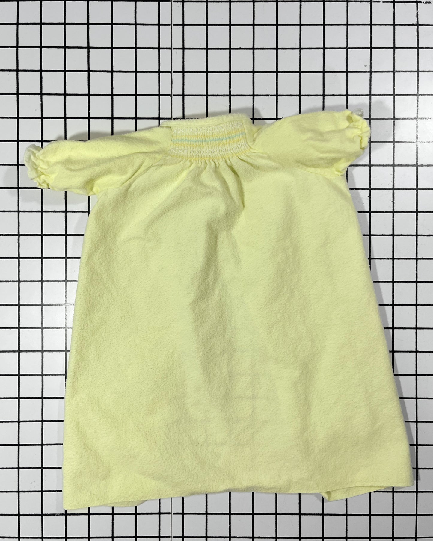 Vintage pale yellow flannel smocked nightgown - approx size 9-12mos