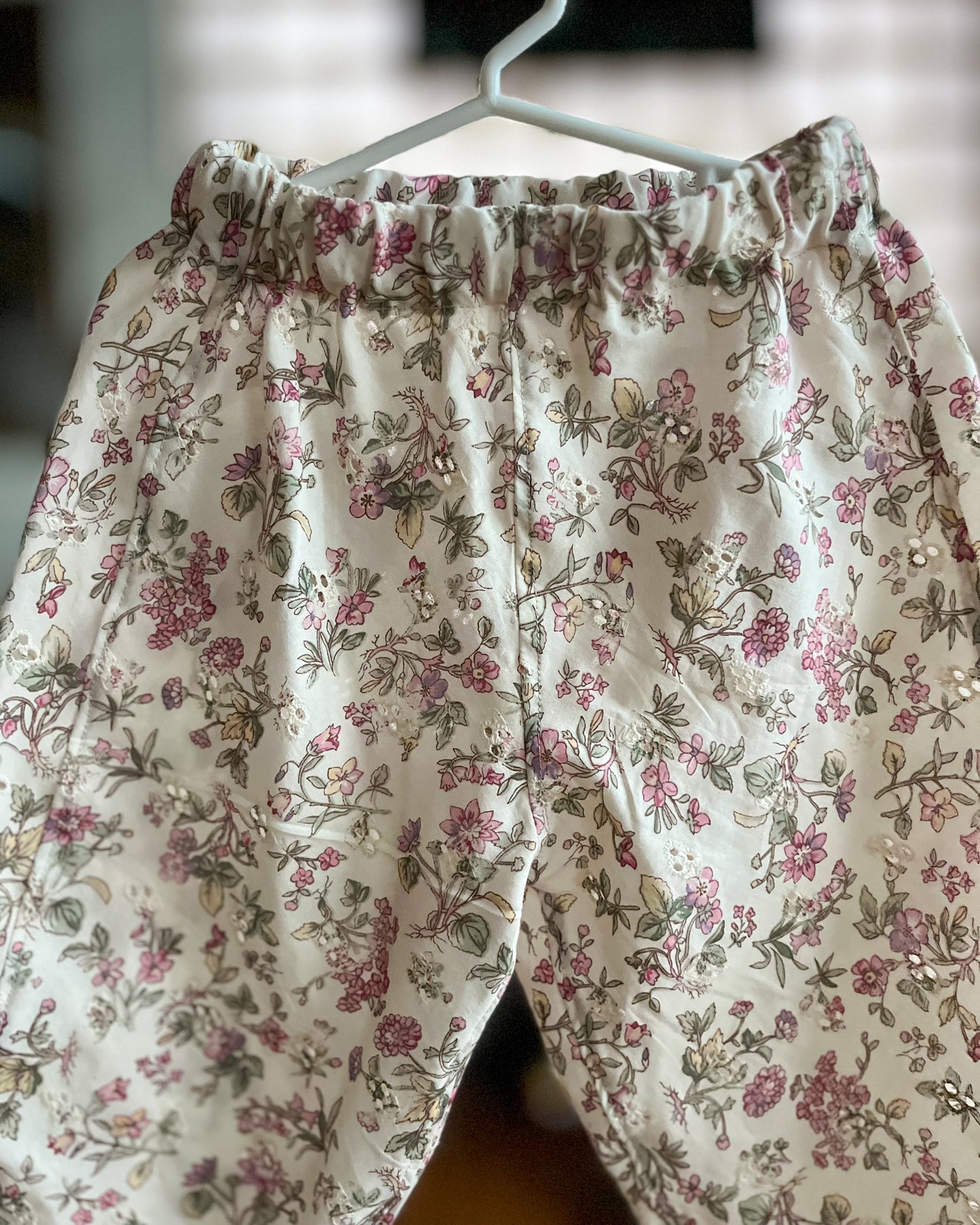 Ivory and Floral Eyelet Pant - size 3T