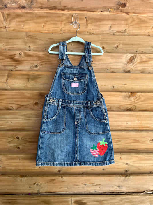 Denim Strawberry Overall Skirt- size 6