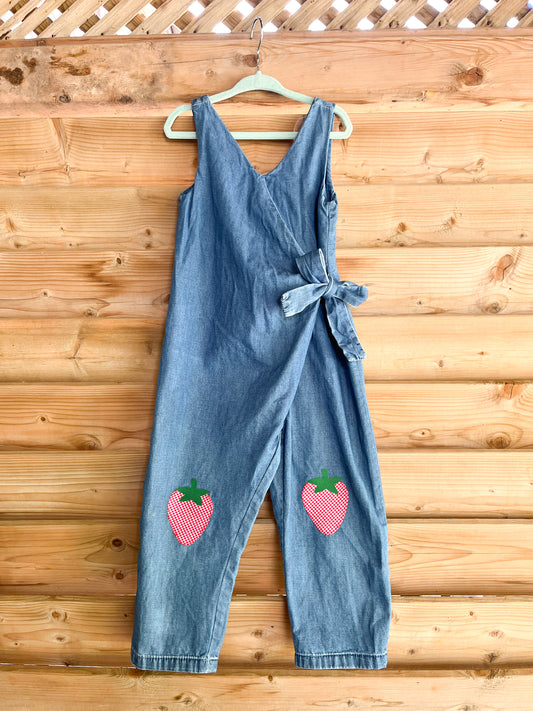 Chambray Strawberry  Jumpsuit - size 5