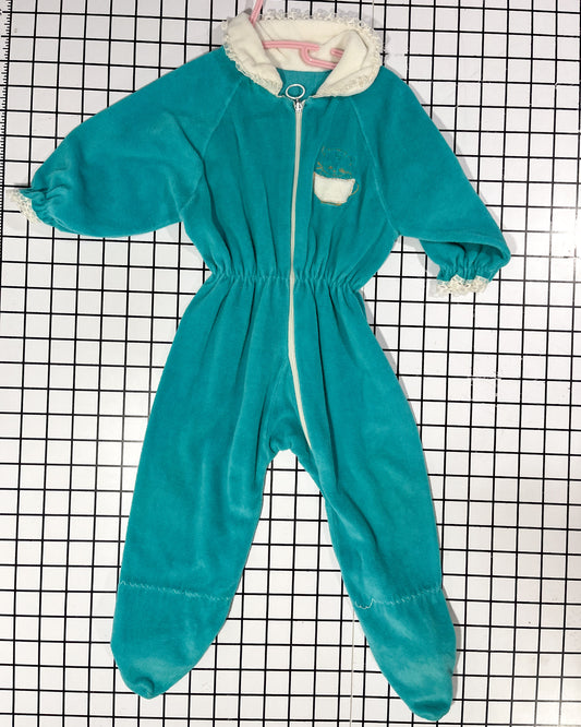 Vintage Teal Footed Sleeper - approx size 18mos