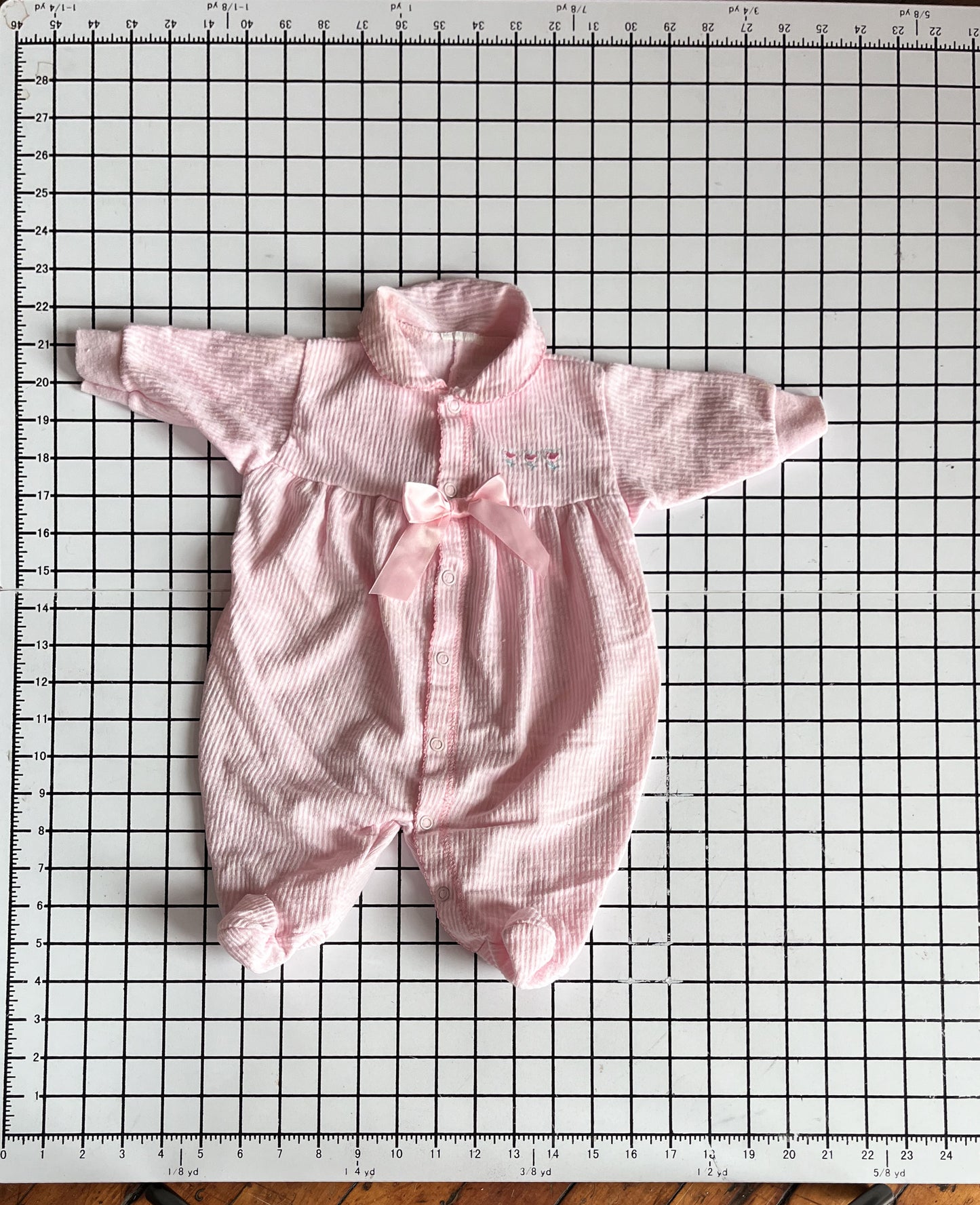 Pink Seersucker Footed Sleeper - approx size 3m