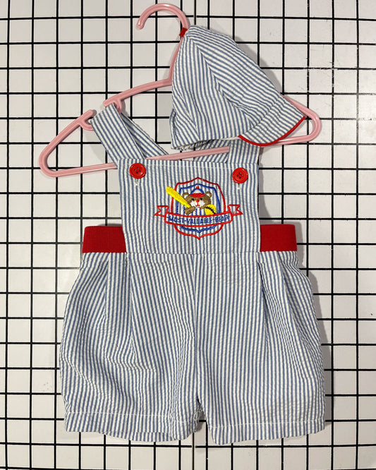 Vintage Most Valuable Bear Romper and Hat set - approx size 3mos