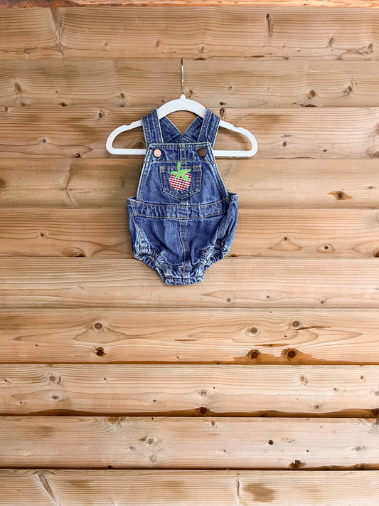 Denim Tomato Overall Onesie - size 0-3mos