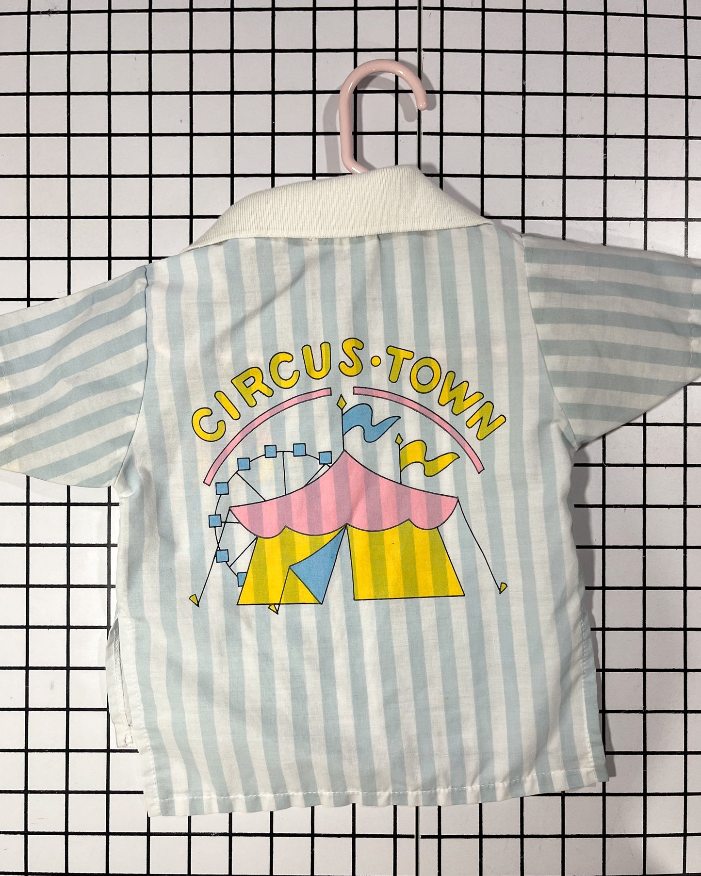 Vintage Circus Town Short Sleeve Button Up - approx size 2T