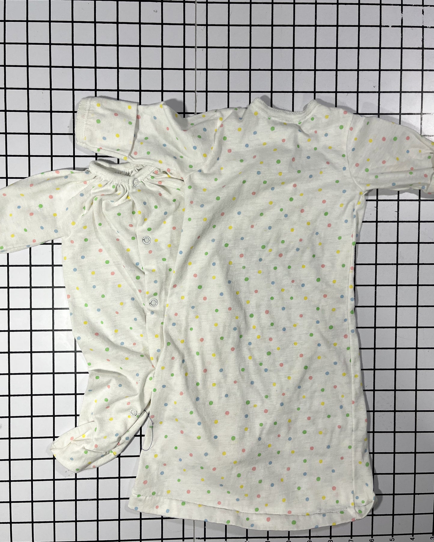 Vintage Polka Dot Footed Sleeper and Nightgown set - approx size 3-6mos (you get both pieces)