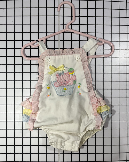 Vintage Ruffle Bum Waterproof Lined Bubble Romper - approx size 12mos