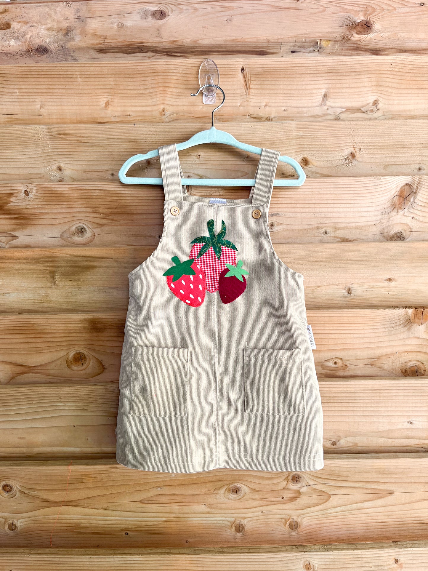 Corduroy Strawberry Skirterall- size 12-18mos