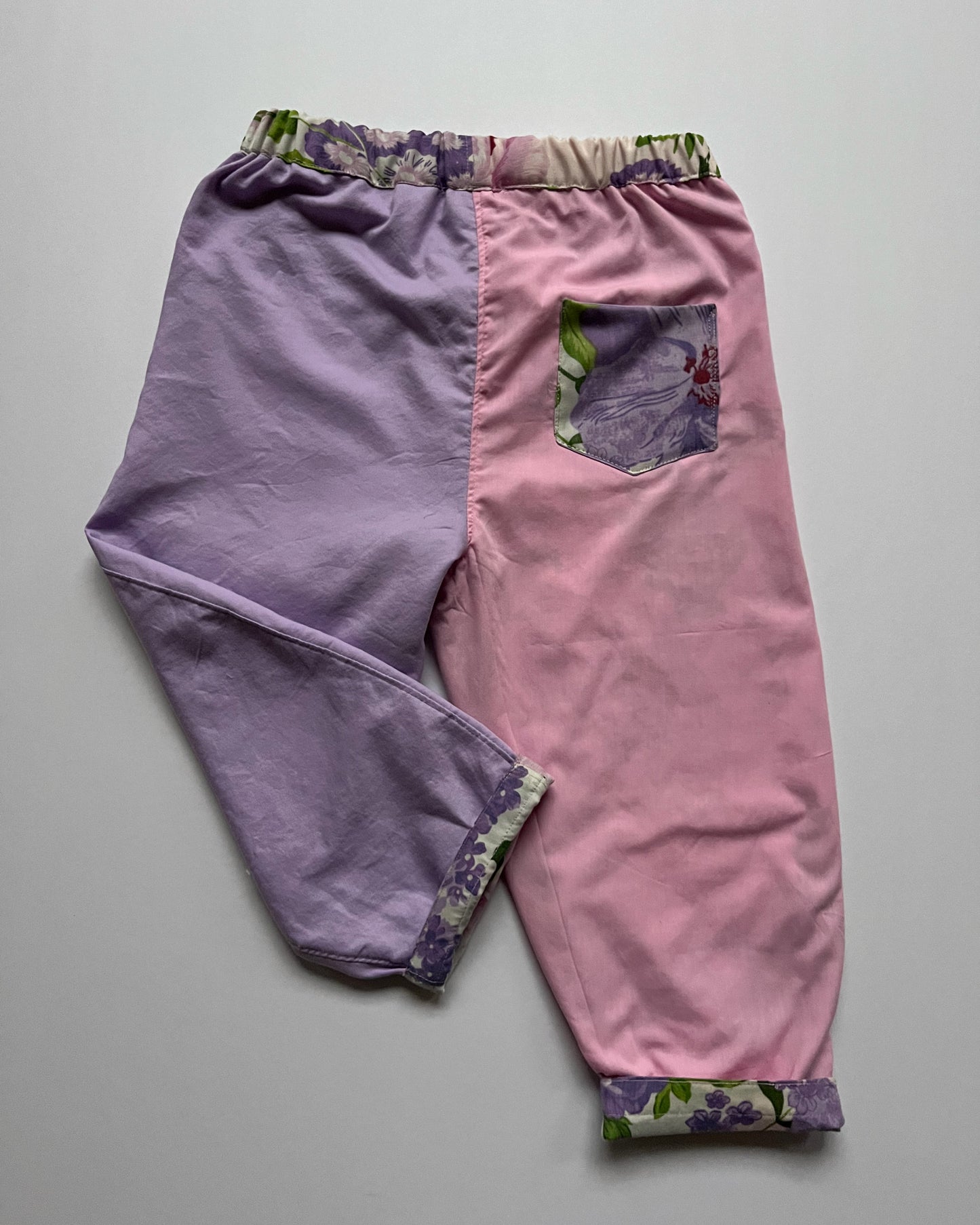 Fully Reversivle purple and floral pants  - size 6/6x