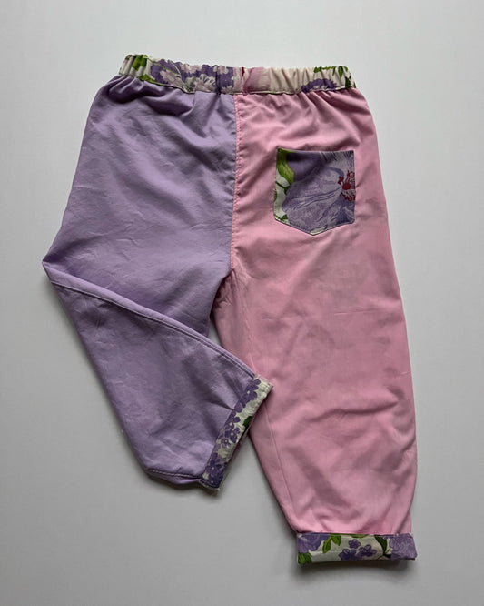 Fully Reversivle purple and floral pants  - size 6/6x
