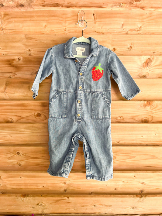 Chambray Strawberry Coveralls - size 9mos