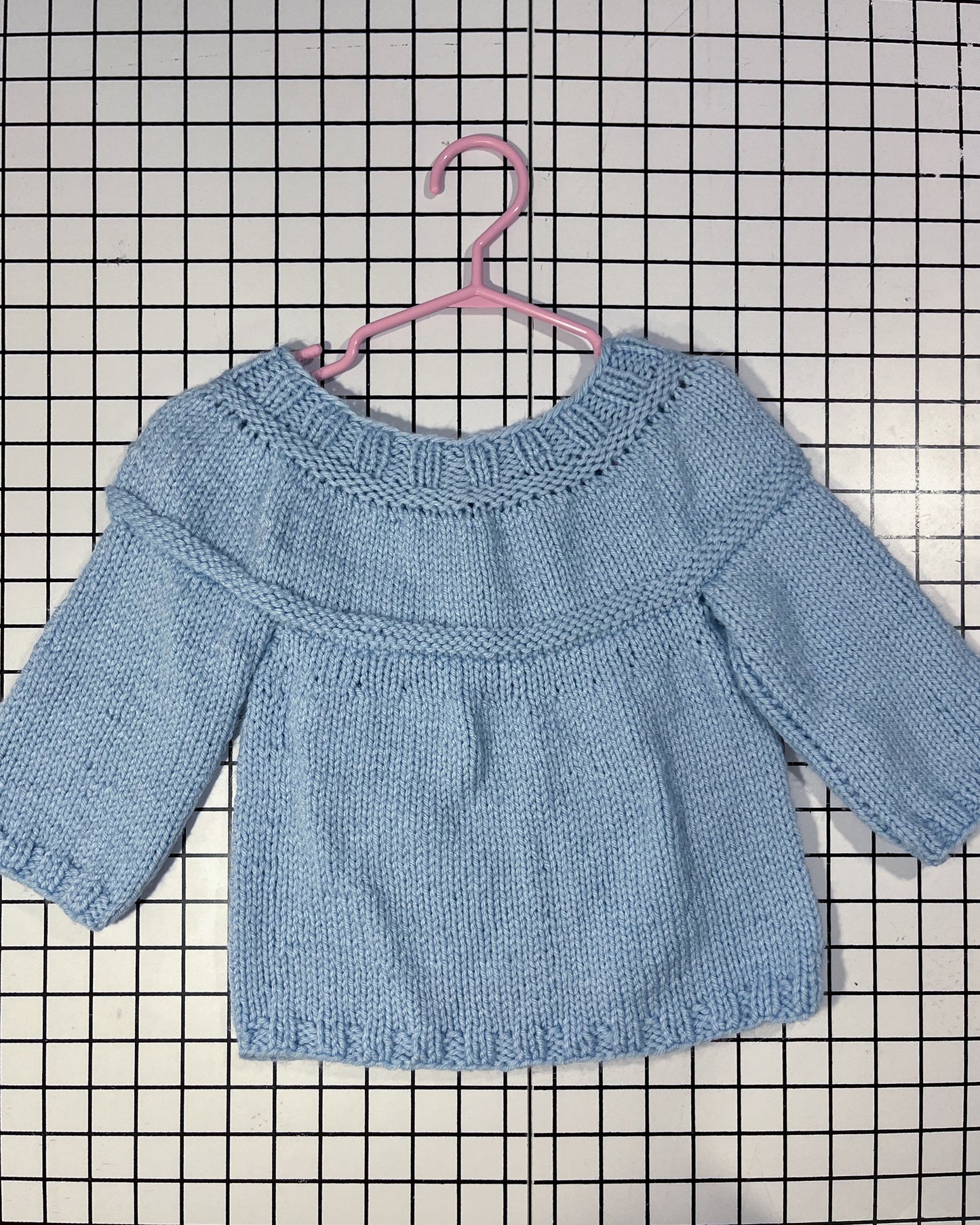 Handknit Blue Sweater- approx size 12-18mos