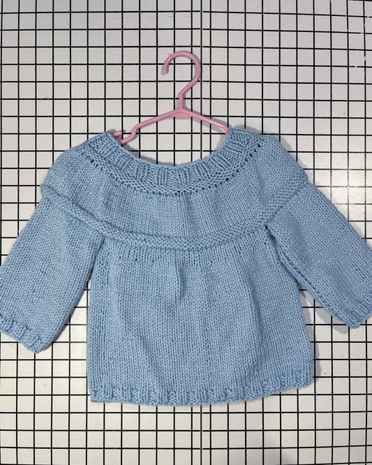 Handknit Blue Sweater- approx size 12-18mos