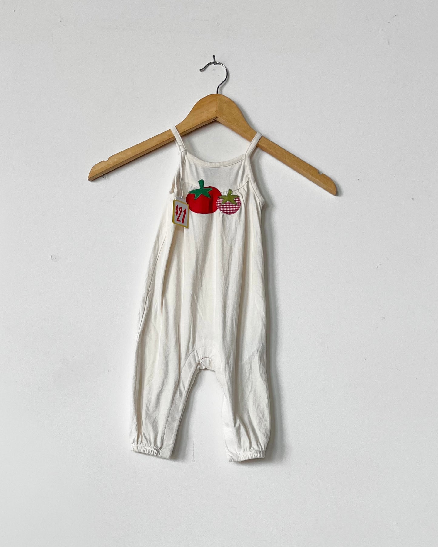 Cream Tomato Romper - size 6-12mos