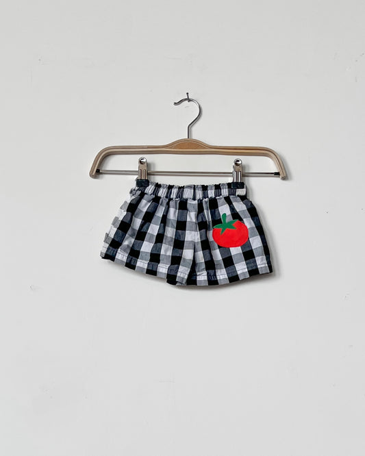 Black Gingham Tomato Shorts - size 2T