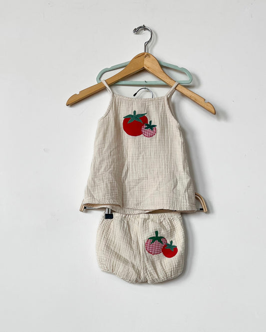 Cream Tomato Tank Set - size 6-9mos