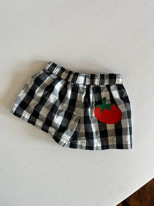 Black Gingham Tomato Shorts - size 2T